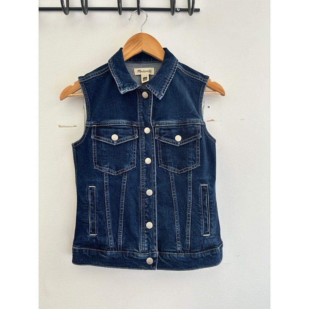 Madewell Denim Vest Dark Wash Button Front Jean XS Western Festival Concert